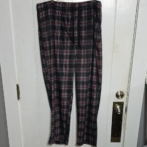 Chaps Men's Pajama Pants Black Red White Plaid Pockets Drawstring Cozy Soft 2XLT